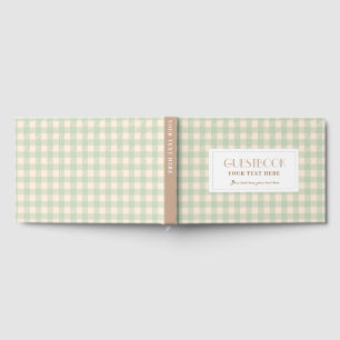 Libro De Visitas verde salvia amarillo pálido gingham a cuadros ver