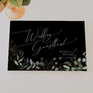 Libro De Visitas Verdor caprichoso y oro   Boda negro