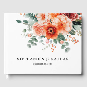 Libro De Visitas Verona Sunset Bright Naranja Boda floral moderno
