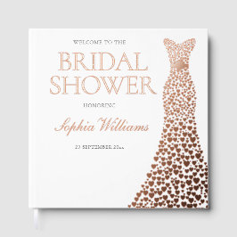 Libro De Visitas Vestido de Corazón de Pan de Oro Rosa para Despedi