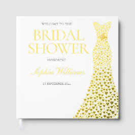 Libro De Visitas Vestido de Corazón de Papel de Oro Bridal Shower D