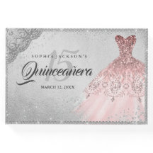 Vestido de Quinceañera de Rosa Oro Plateado con Br