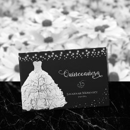 Libro De Visitas Vestido de Quinceañera Negro Blanco Luces Foto