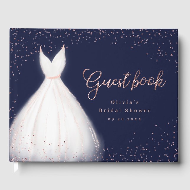 Libro De Visitas Vestido elegante de glitter rosa oro Navy Bridal S (Anverso)
