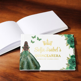 Libro De Visitas Vestido verde esmeralda floral Cumpleaños Quincean