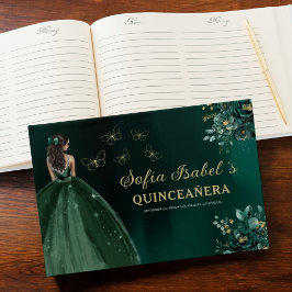 Libro De Visitas Vestido verde esmeralda floral Cumpleaños Quincean