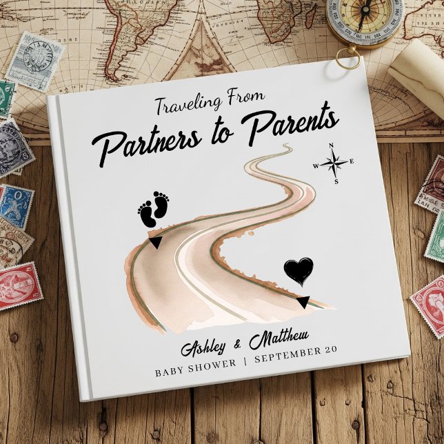 Libro De Visitas Viajar de partners a padres Baby Shower (Traveling from Partners to Parents Baby Shower Guest Book
)