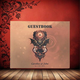 Libro De Visitas Viaje místico del tiempo con alas, reloj de vapor.