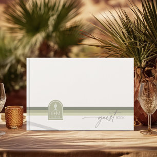 Libro De Visitas Vibes del desierto Boda Stripe Sage ID1019