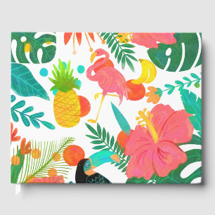 Libro De Visitas Vibraciones Tropicales Hojas Florales Boda de Luau