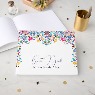 Libro De Visitas Vibrante Boda de Arcoíris al Estilo Fiesta Mexican