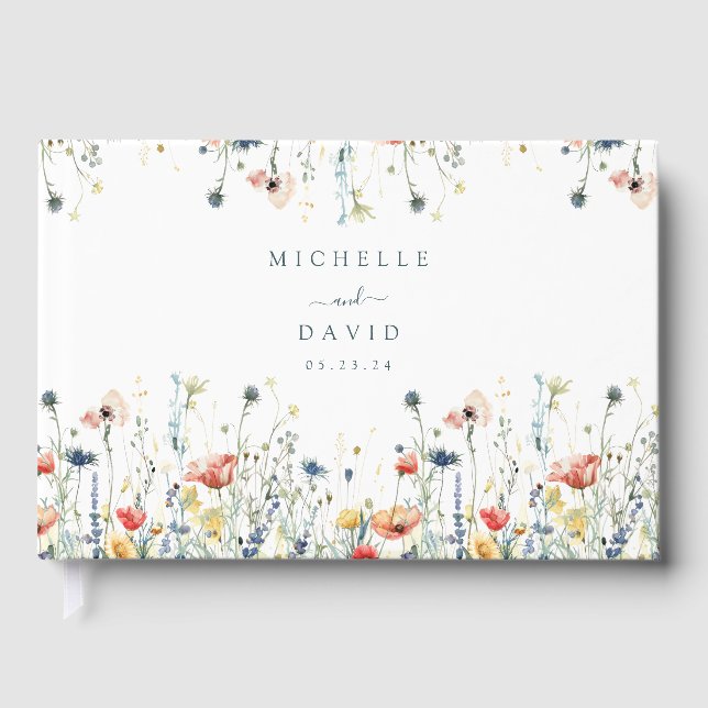 Libro De Visitas Vibrante Boda de flores silvestres (Anverso)