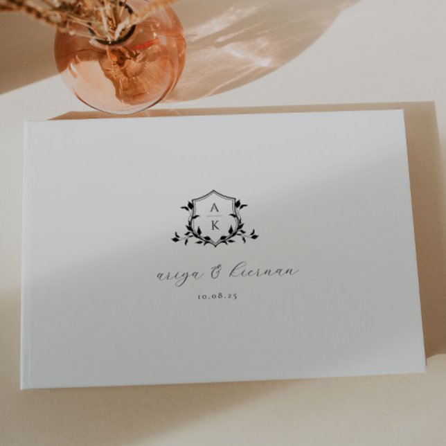 Libro De Visitas Viñetas sin tiempo Boda Escudo negro Monograma (Subido por el creador)