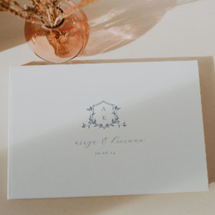Libro De Visitas Viñetas sin tiempo Escudo azul turbio Boda Monogra