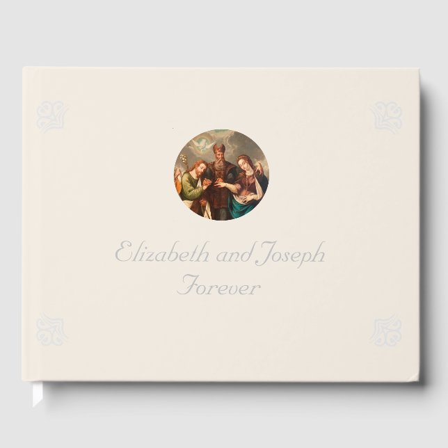 Libro De Visitas Vintage Catholic Boda Guest Book (Anverso)