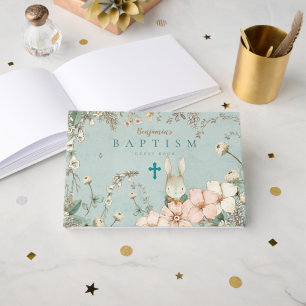 Libro De Visitas Vintage Cute Bunny Florals Greeneration Baby Bapti
