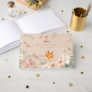 Libro De Visitas Vintage Cute Fox Florines Bebé Baptismo