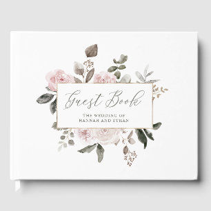 Libro De Visitas Vintage Floral   Boda de Rosas de acuarela de Rubo