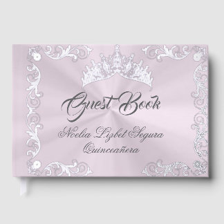 Libro De Visitas Vintage Frame & Tiara - Pastel Pink