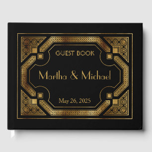 Libro De Visitas Vintage Great Gatsby Art Deco Relieve metalizado d