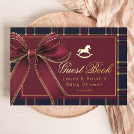 Libro De Visitas Vintage Rocking Horse Classic Plaid Baby Shower