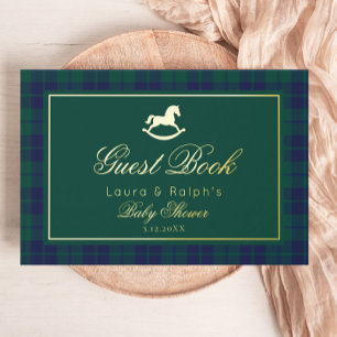 Libro De Visitas Vintage Rocking Horse Classic Plaid Baby Shower