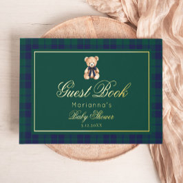 Libro De Visitas Vintage Teddy bear Classic Plaid Baby Shower