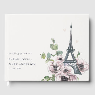 Libro De Visitas Vintage Watercolor Eiffel Tower Boda Floral