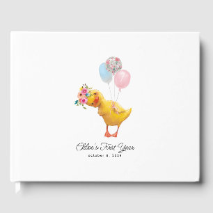 Libro De Visitas Waddle it be Floral Duck, Baby Shower Guest Book