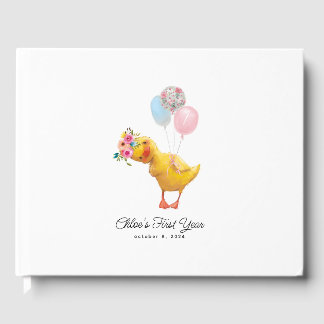 Libro De Visitas Waddle it be Floral Duck, Baby Shower Guest Book