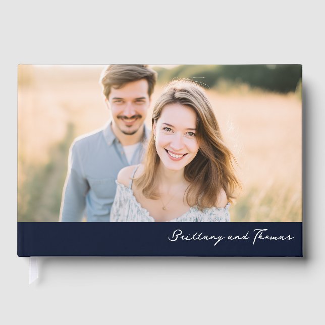 Libro De Visitas Warm Navy Minimalist Photo (Anverso)