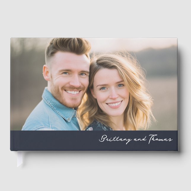 Libro De Visitas Warm Navy Minimalist Photo (Anverso)