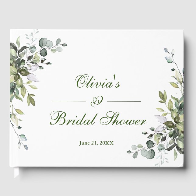 Libro De Visitas Watercolor Eucalyptus Greenery Ducha Bridal (Anverso)