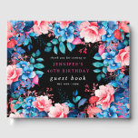 Libro De Visitas Watercolor Floral 40th Birthday Guest Book Black<br><div class="desc">Celebre en estilo con nuestro brillante y audaz libro de Fiestas de cumpleaños número 40,  con nuestro impresionante diseño floral de acuarela en azul y rosa. ¡Pida ahora y haz que tu 40 cumpleaños sea memorable!</div>