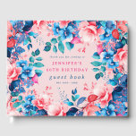 Libro De Visitas Watercolor Floral 60th Birthday Guest Book Rubor<br><div class="desc">Celebre en estilo con nuestro brillante y audaz libro de invitados de la fiesta de cumpleaños número 60,  con nuestro impresionante diseño floral de acuarela en azul y rosa. ¡Pida ahora y haz que tu sexagésimo cumpleaños sea memorable!</div>