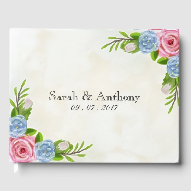Libro De Visitas Watercolor Floral Boda Guest Book (Anverso)