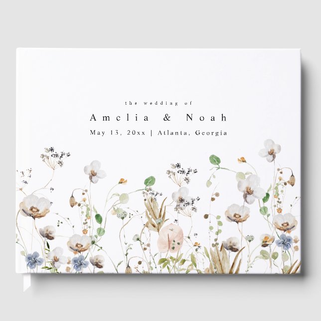 Libro De Visitas Watercolor Floral Boda Guest Book (Anverso)