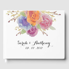Libro De Visitas Watercolor Floral Bright Boda Guest Book