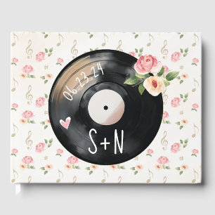 Libro De Visitas Watercolor Floral Vinyl Record Boda invitado