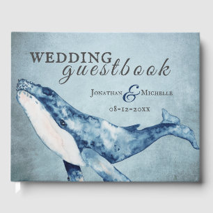 Libro De Visitas Watercolor Humpback Whale Nautical Beach Wedding