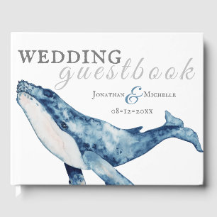 Libro De Visitas Watercolor Humpback Whale Nautical Beach Wedding
