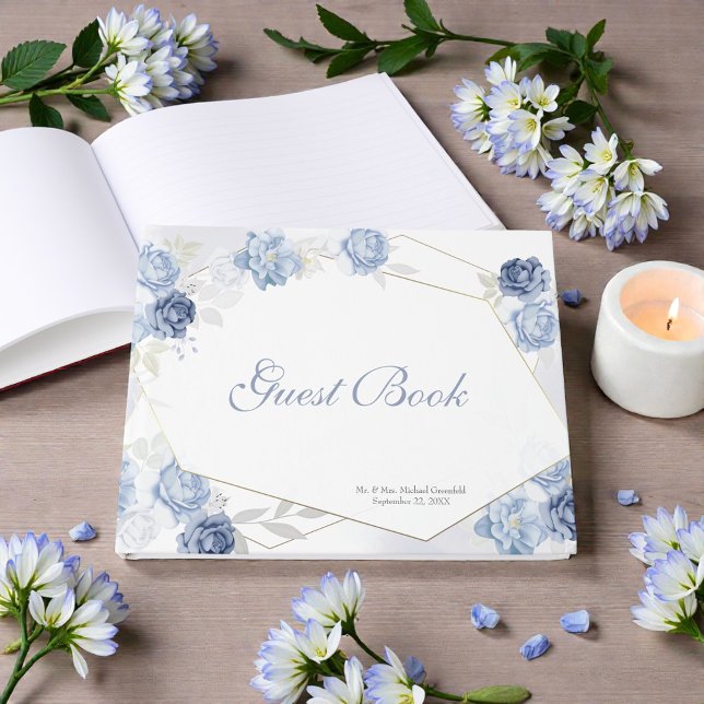Libro De Visitas Watercolor Light Blue Floral Wedding (Subido por el creador)