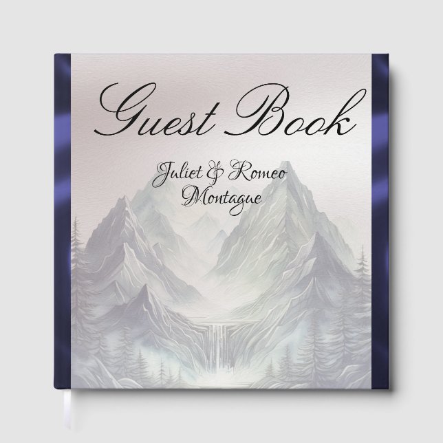 Libro De Visitas Watercolor Mountains Wedding Large (Anverso)