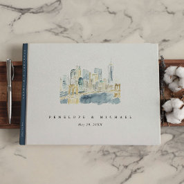 Libro De Visitas Watercolor Nueva York Boda del Skyline