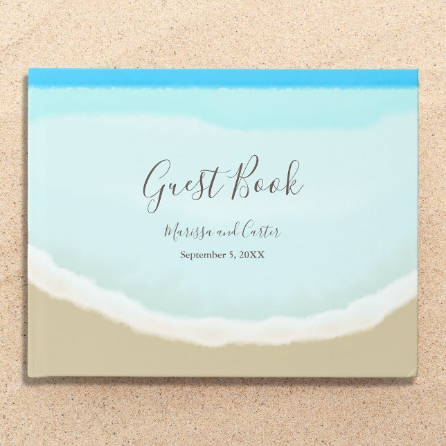 Libro De Visitas Watercolor Ocean Beach Wedding (Subido por el creador)