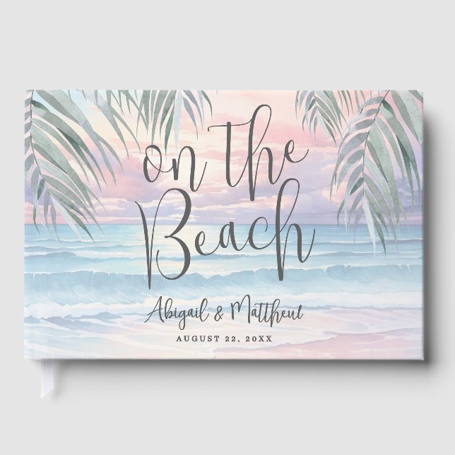 Libro De Visitas Watercolor On The Beach Wedding (Anverso)