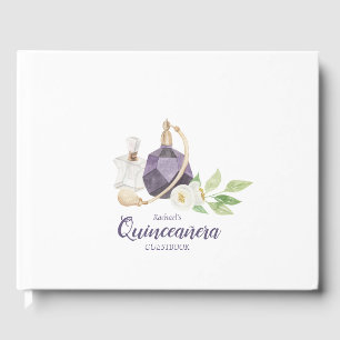 Libro De Visitas Watercolor Perfume Botella Quinceanera Cumpleaños