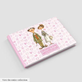 Libro De Visitas Watercolor Quirky Bride Groom Guest book