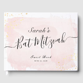 Libro De Visitas Watercolor Rosa x Gold Bat Mitzvah