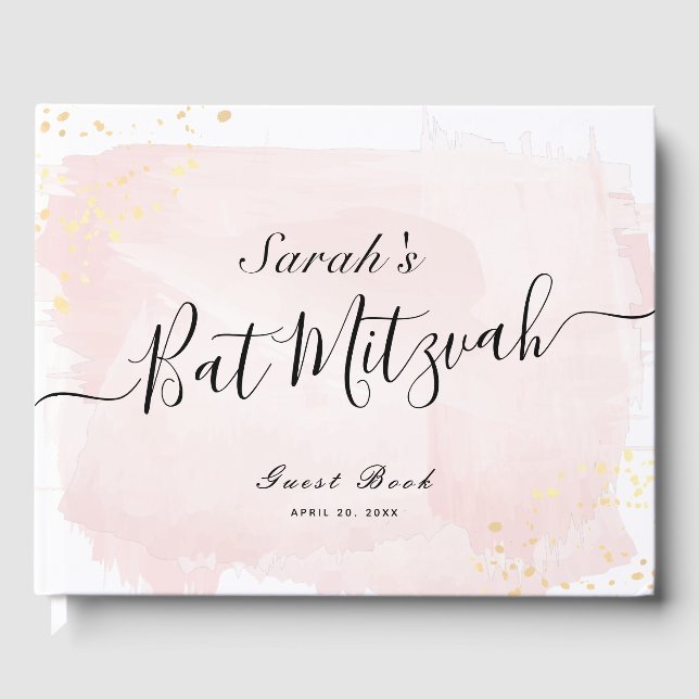 Libro De Visitas Watercolor Rosa x Gold Bat Mitzvah (Anverso)